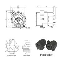 Connecteur Combo Audio Vidéo LIANZHAN CTCK-12H-7P Jack XLR 7 Pôles Femelle à Montage sur Panneau, Contact en Laiton, Jack Mono 1/4" Noir