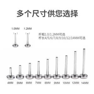 F136 <b>Titanium</b> Lip <b>Studs</b> Silver Zircon Wedding Body Jewelry Couples Cold Sex Bohemian Spike Ear <b>Studs</b> Flat Bottom Rod Accessories - Product Image 5