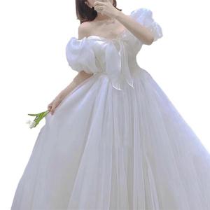 French Style White Wedding Dress Empire Waist Sweetheart Neckline Puff Sleeve Ball Gown Bridal Dress Spring New Arrival - Product Image 4