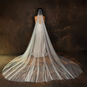 <span class=keywords><strong>Voile</strong></span> de mariée haut de gamme évasé et tendance, orné de strass transparents, longue traîne de 300 cm, pour cérémonie de mariage et entrée principale - Product Image 1