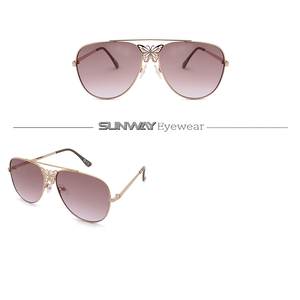 2025 Women's Fashion Design Personality Gold <b>Butterfly</b> Decorative UV400 Full Rim Custom Luxury Pilot Metal <b>Sunglasses</b> - Product Image 2