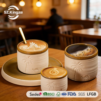 Kingze Tasses à Café Arabes en Grès Personnalisées 120ml 250ml 310ml, Motif Vintage Cocotier, Émirats Arabes Koweït