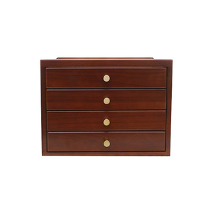 Wooden Jewelry Box <b>Storage</b> With Glass Lid 31.5x19x13cm Rectangle Solid Color Velvet Interior For Necklaces And Accessories - Product Image 5