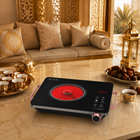 Kompor Listrik Keramik Inframerah 2000W Tungku Tunggal 9 Tingkat Daya Timer Kompor Dapur Portabel