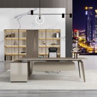 Bureau Commercial Grande Capacité en Bois Moderne et Durable, Anti-Rayures, Anti-Collision, Personnalisable avec Logo - Offre Spéciale