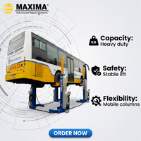 Vente directe usine – Pont élévateur commercial Maxima 4 colonnes pour poids lourds, mobile, certifié CE – FC75 7,5 tonnes/colonne