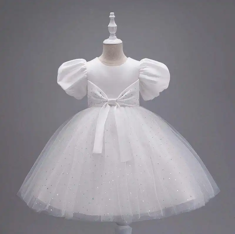 Wholesale In Stock Children's Wedding Dress Girl's Sleeveless Gown lace Performance Birthday Dresses For Kids Girls