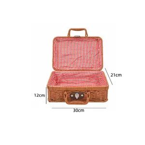 New products best selling cane storage box cloth woven basket built in storage and sorting camera box 30*21*12cm