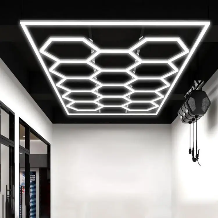 Hexagonal LED Light for Car Care Car Wash Room LED Garage hineycomb lamp Tool Working LED Light