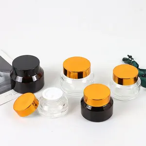 Manufacturer wholesale 15g 30g 50g empty buy Cosmetic Glass Cream Jar with Lid Glass Amber Brown Pot