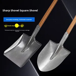 Pala <span class=keywords><strong>de</strong></span> Acero al Manganeso con Cabeza Cuadrada, Color Natural Plateado/Marrón, Mango <span class=keywords><strong>de</strong></span> Madera, Hoja <span class=keywords><strong>de</strong></span> 420 mm x 240 mm, Pala para Obras <span class=keywords><strong>de</strong></span> Construcción - Product Image 4