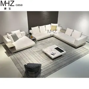 MHZ Casa Italian Seater Lounge Chaise Sectional Couch Luxury Velvet Modern L Shaped White Gray Sofa Technology Cloth Fabric Sofa