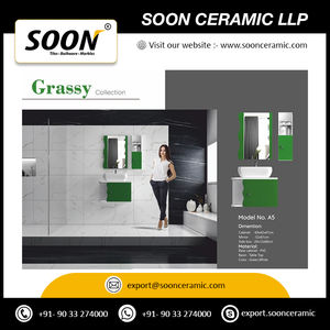 Meubles de salle de bain style moderne à portes simples, blancs et rouges, ensemble de coiffeuse pour maison, hôtel et villa - Product Image 5