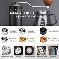 Kingze Logo personnalisé Nouveau design Corps en alliage d'aluminium portable en acier inoxydable 420 Burr Manuel Moulin à café en grains pour l'extérieur