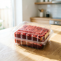 Boîte d'emballage pour boulangerie en plastique PET transparent de qualité alimentaire avec couvercle à charnière pour gâteau, biscuit, pâtisserie, muffin, gelée, jus