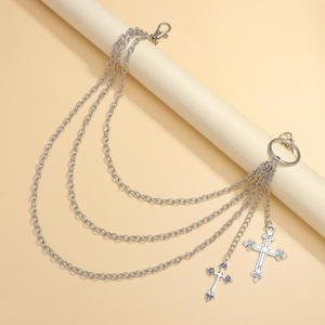 <b>Cross</b> <b>Chain</b> Pants <b>Chain</b> Zinc Alloy Detachable Unisex Daily Wear Fashion Body <b>Chain</b> - Product Image 3