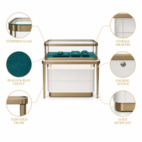 Vitrine de présentation de bijoux en verre haute transparence personnalisable avec éclairage LED, écologique et durable pour les bijouteries
