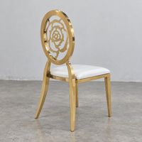 Chaise de banquet de mariage en acier inoxydable doré à dossier découpé en forme de rose, vente en gros