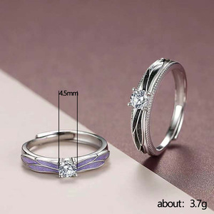 Anillo de compromiso F1052 con diseño de alas para mujer, circonita cúbica con engaste de púas, piedra redonda creada en laboratorio, anillos de moda. - Product Image 6