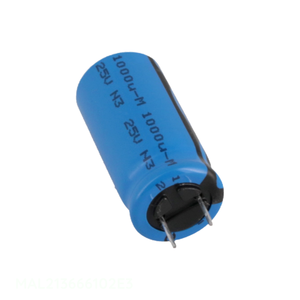 ตัวเก็บประจุแบบรูทะลุ (Through Hole) ยี่ห้อ Manufacturer Channel รุ่น CAP ALUM 1000UF 20% 25V RADIAL ความจุ 1000 ไมโครฟารัด รหัสสินค้า MAL213666102E3 - Product Image 1