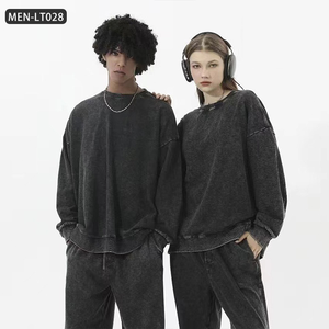 เสื้อสเวตเตอร์คอกลมใช้ได้ทั้งชายและหญิงเสื้อยืดแขนยาวเปิดไหล่ทรงหลวมเสื้อสวมหัวสไตล์เฟรนช์เทอร์รี่ใส่ลำลอง - Product Image 2