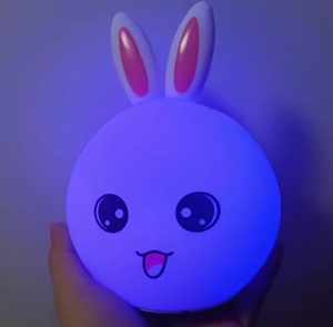 RGB <b>Rabbit</b> Tap Silicone <b>Table</b> Night light Bedside <b>Lamp</b> with usb rechargeable for Kids Bedroom Sleep Mode - Product Image 5