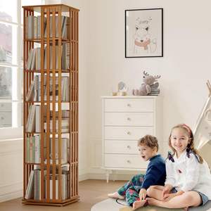 Librería Moderna Giratoria de 360 Grados, de Bambú, con 6 Niveles, Multifuncional, Diseño Estrecho para el Hogar - Product Image 5