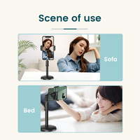 Support de téléphone de bureau pour diffusion en direct, hauteur télescopique réglable à 360° °   Support de téléphone rotatif avec base ronde