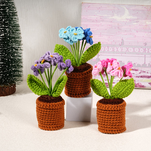 Piccola pianta in vaso fatta a mano all'uncinetto Mini <span class=keywords><strong>arancione</strong></span> emozionale Dimentica Me non margherita positivo fiore a sbuffo fiore artificiale - Product Image 3