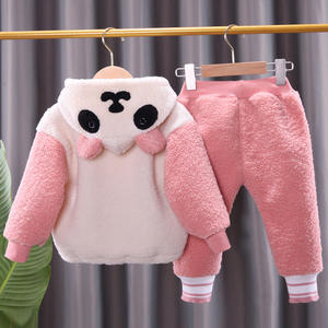 Costume de velours épais à la mode pour les nouveaux bébés garçons <span class=keywords><strong>et</strong></span> filles hiver Style décontracté vêtements pour enfants avec <span class=keywords><strong>pull</strong></span> à demi-fermeture éclair - Product Image 4