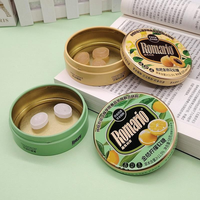 Boîte à bonbons ronde en métal imprimé, intérieur doré, boîte de rangement portable pour herbes et bonbons mous