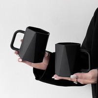 Niche Design artistique tasse géométrique noir mat hexagonal gobelet à eau tasse à café en verre chromé