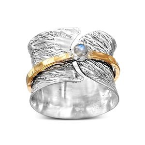 Vintage Wide Opening Rotatable Moonstone Chunky <b>Rings</b> for Men Women <b>Spinner</b> Thumb Band Chunky <b>Rings</b> Rotating Fidget <b>Rings</b> - Product Image 1