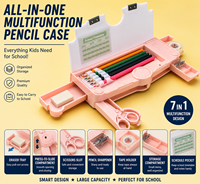 Boîte à crayons multifonction personnalisée avec calculatrice, taille-crayon, grande capacité, boîte de papeterie scolaire pour étudiants