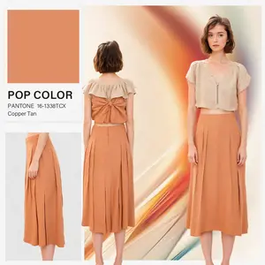 Odm Design High-End Sustainable Fabric Fashion Casual Linen Female Custom Pleated Long Skirt Horse-Face Skirt