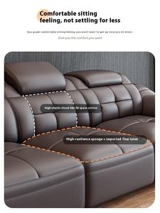 Современный роскошный модульный диван-секционный гарнитур из натуральной кожи для гостиной с ножками из нержавеющей стали - Product Image 4