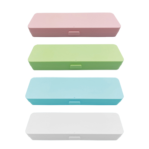 Estuche de plástico personalizable para bolígrafos, nuevo organizador de papelería de colores <span class=keywords><strong>pastel</strong></span> macarrón, logotipo personalizado para regalo escolar - Product Image 1