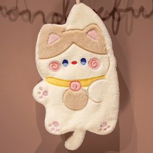 Serviette à main en forme de chat porte-bonheur, 23x20 Cm, en molleton de corail, à séchage rapide, à suspendre, pour salle de bain, cuisine, usage domestique - Product Image 3