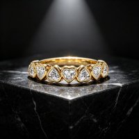 Bague en argent sterling 925 plaqué or 18 carats avec zircon cubique brillant en forme de cœur pour femme, bijoux, bague en zircon cubique en forme de cœur