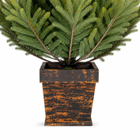 Sapin de Noël artificiel en pot de 2,10 m pour entrée, porche, avec base décorative en forme d'urne carrée, décoration intérieure et extérieure