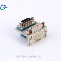 Connecteur DB9 mâle vers DVI 24 + 5 femelle à angle droit à 90 degrés D-SUB