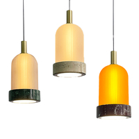 Luminaire suspendu LED moderne pour chambre à coucher, lampe de chevet, abat-jour en verre et pierre naturelle, lampes suspendues pour la décoration de la maison