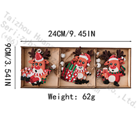 Ensemble de 3 ornements de Noël en bois en forme de rennes, mignons, peints, décorations suspendues pour arbre, boîte cadeau, ficelle de jute, fêtes de fin d'année