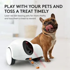 Juguete láser con conexión Wifi para mascotas, dispensador de comida con cámara, juguete para gatos y perros