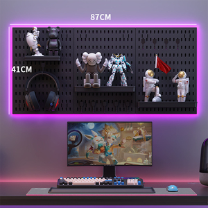 Qinfeng 자체 접착 벽걸이 형 ABS 선반 랙 세트 게임 행거 홀 보드 주최자 트레이 상자 주방 사용 후크가있는 - Product Image 2