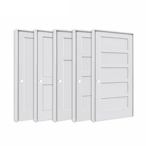 Hot Bán Phòng Ngủ Hiện Đại 96 Inch Gỗ Duy Nhất Màu Trắng Primed Rắn Core Nội Thất Shaker Cửa Pre-Treo Sợi Thủy Tinh Màn Hình MDF - Product Image 1