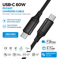 Kabel Grosir 60W Type-C ke Type-C 480Mbps Inti Tembaga 80% Lebih Tebal 40000+ Tekukan Tahan Lipat Berbahan Nilon Kepang Kompatibel dengan MacBook