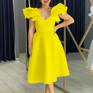 Vestido de Fiesta Elegante y Clásico con Volantes y Cintura Alta para Mujer, Ideal para Citas, Oficina o Eventos - Product Image 2
