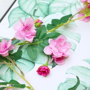 Guirlandes de fleurs artificielles en soie Xinchengzhi, fleurs de cerisier avec feuilles, 44 têtes, pour décoration de mariage, décoration murale intérieure - Product Image 2