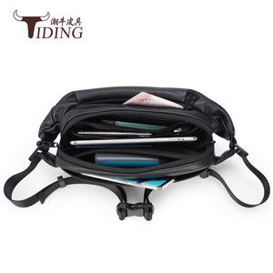 Bolso de Pecho de Cuero Genuino Tiding, Negro, Unisex, Antirrobo, para Ciclismo al Aire Libre, con Forro de Poliéster - Product Image 2
